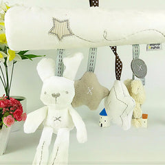 Rabbit baby hanging bed safety seat plush toy Hand Bell Multifunctional Plush Toy Stroller Mobile Gifts