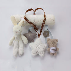 Rabbit baby hanging bed safety seat plush toy Hand Bell Multifunctional Plush Toy Stroller Mobile Gifts