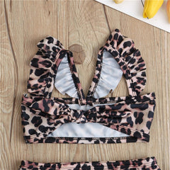 1-5 Years Girls Clothes Sets Summer Kids Baby Girl Leopard Bow Swimsuits Set Swimwear For Girls Bathing Suit Bikini 2019 Tankini