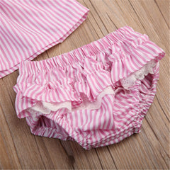 0-4 Years 2019 New Baby Girl Dress Set Solid Lace Princess Dress For Girls Solid Pink Blue Shorts Pants Girls Clothing Set Child
