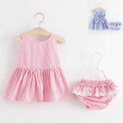 0-4 Years 2019 New Baby Girl Dress Set Solid Lace Princess Dress For Girls Solid Pink Blue Shorts Pants Girls Clothing Set Child